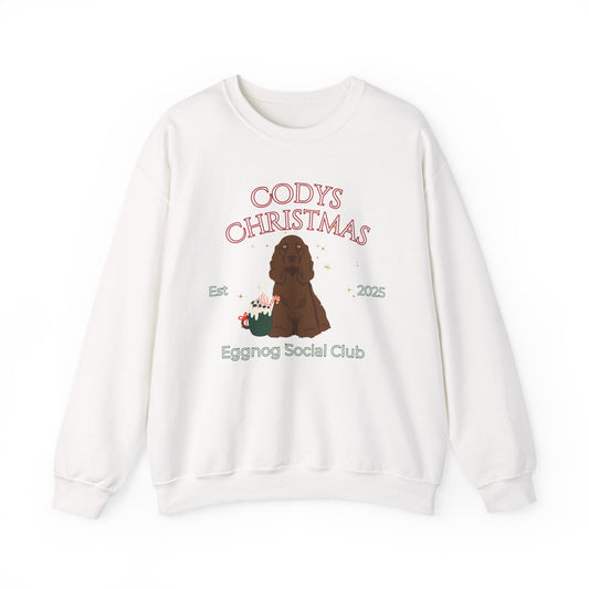Field Spaniel Dog Christmas Social Club Unisex Heavy Blend Crewneck Sweatshirt Custom Name