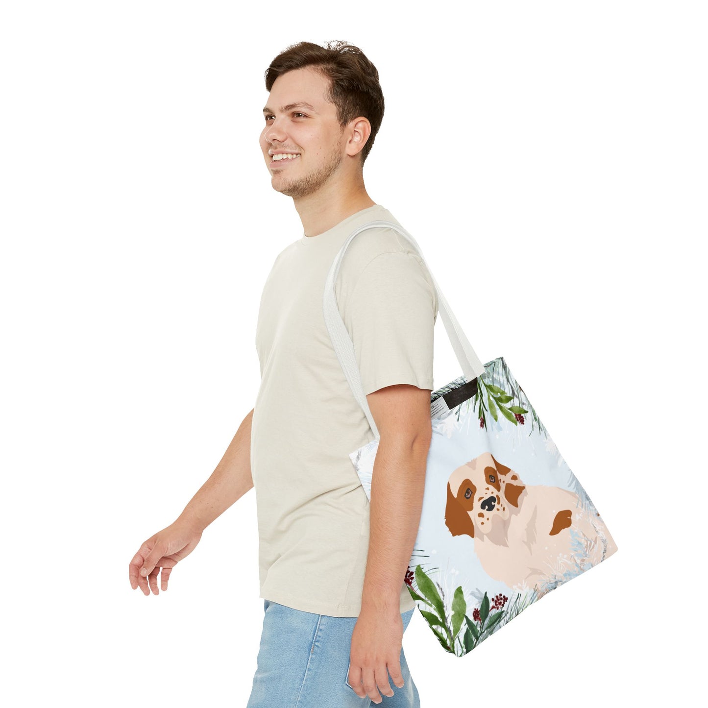 Clumber Spaniel Dog Christmas Holiday Tote Bag 16x16