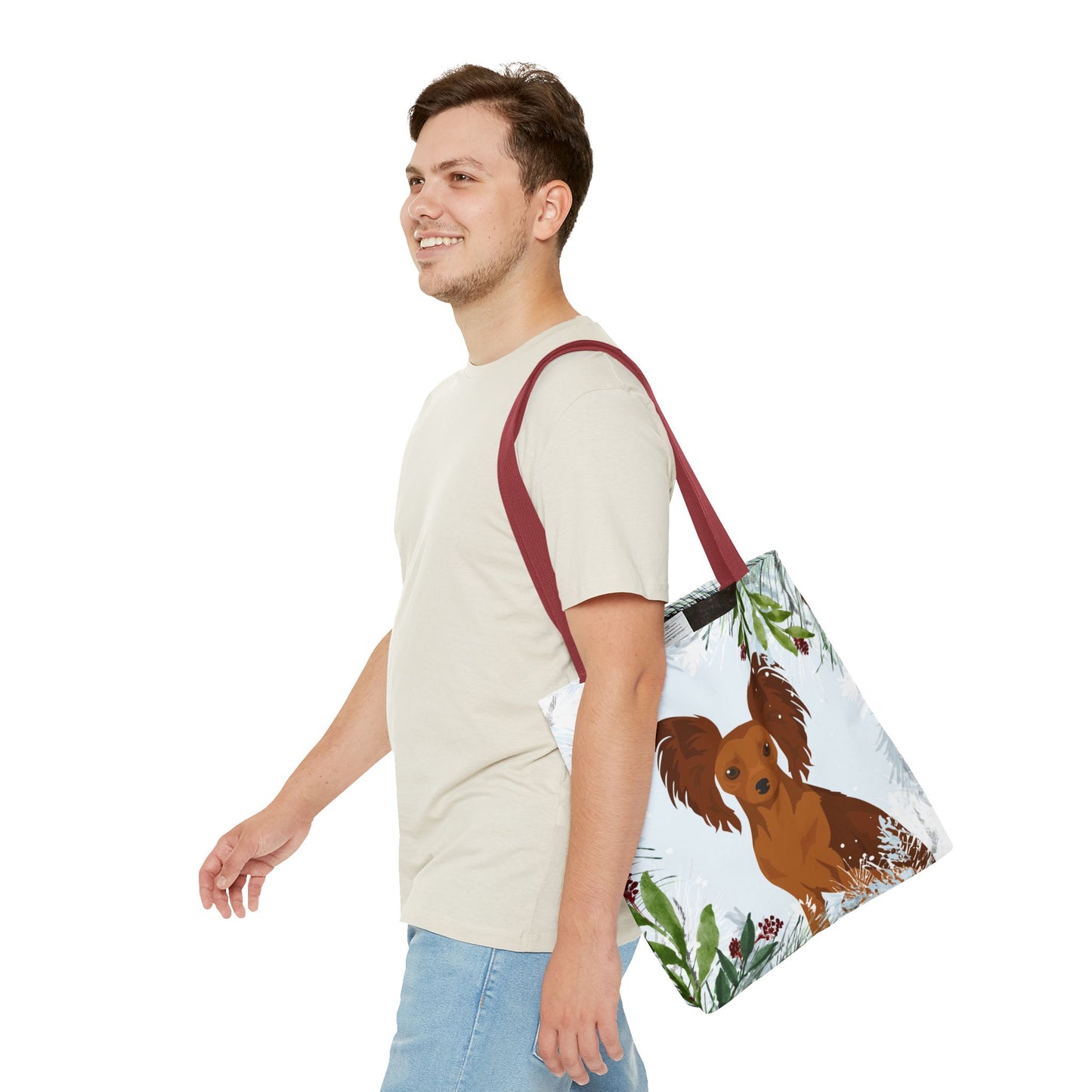 Russian Toy Terrier Dog Christmas Holiday Tote Bag 16x16