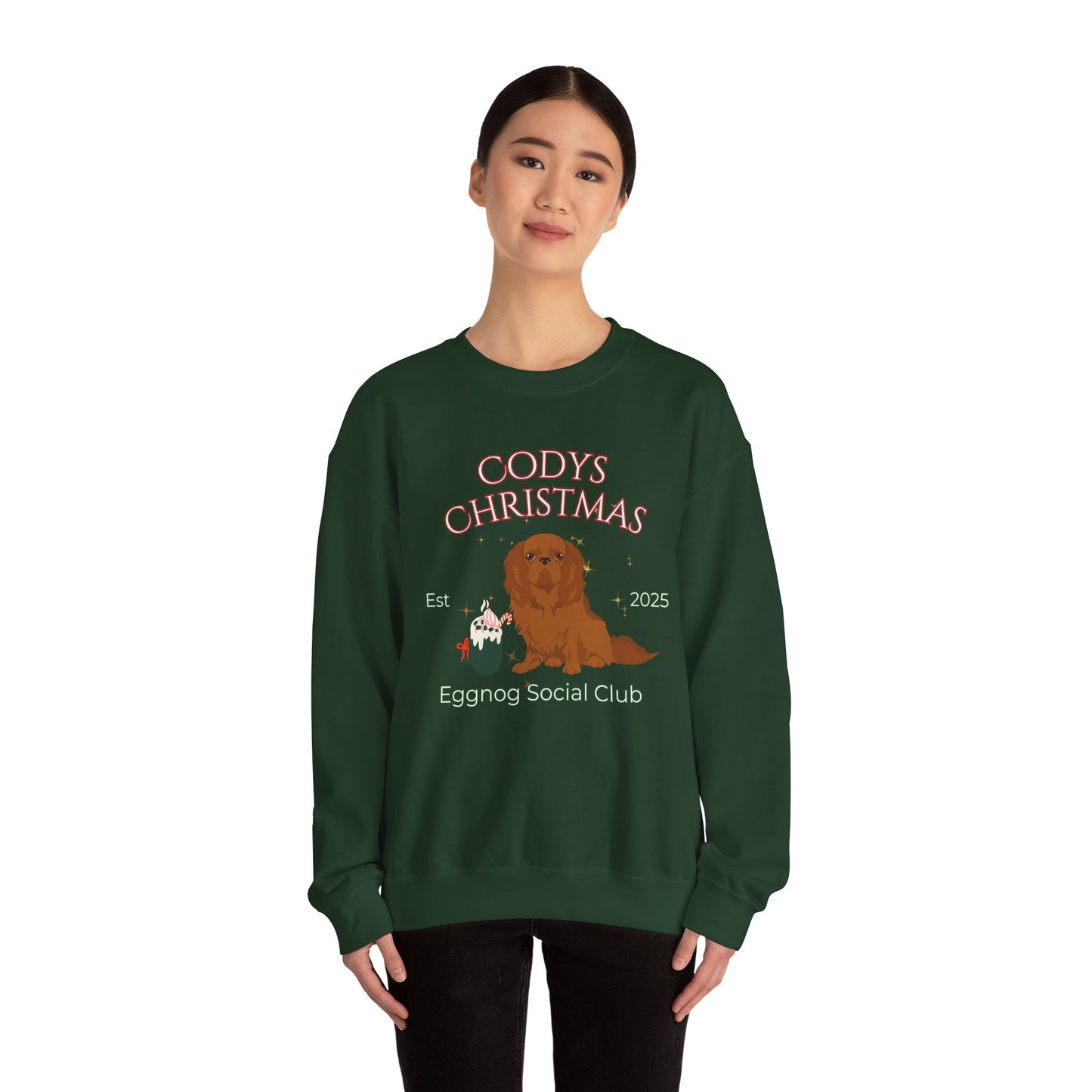 English Toy Spaniel Dog Christmas Social Club Unisex Heavy Blend Crewneck Sweatshirt Custom Name