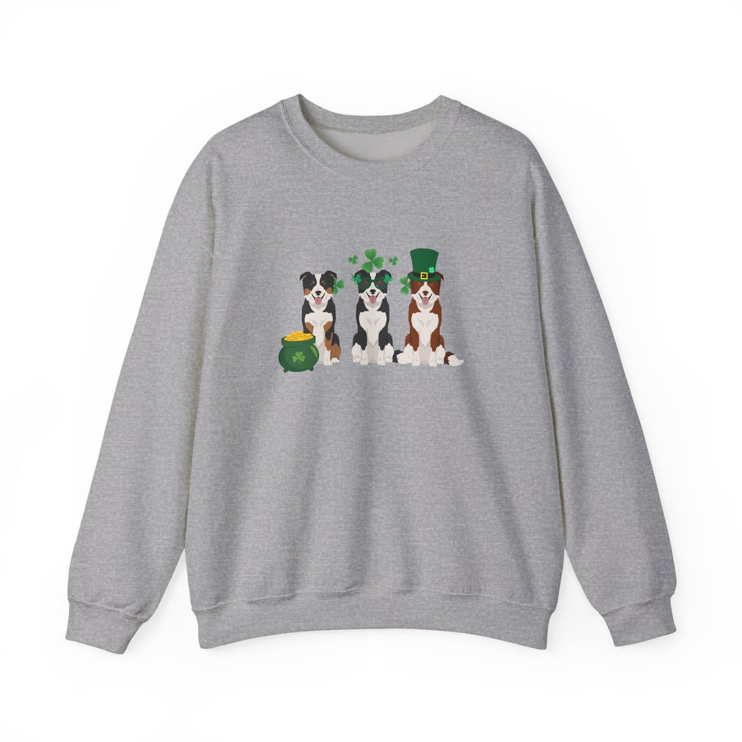 Border Collie Dog St Patricks Day Unisex Heavy Blend Crewneck Sweatshirt, St Pattys day, Cute Dog Mom Gift