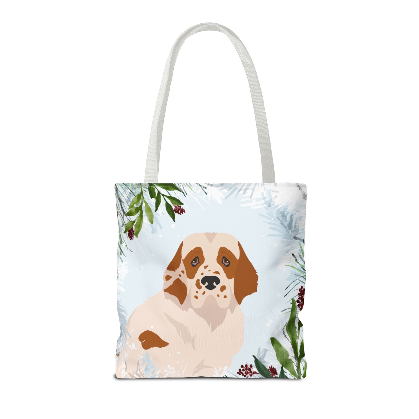 Clumber Spaniel Dog Christmas Holiday Tote Bag 16x16