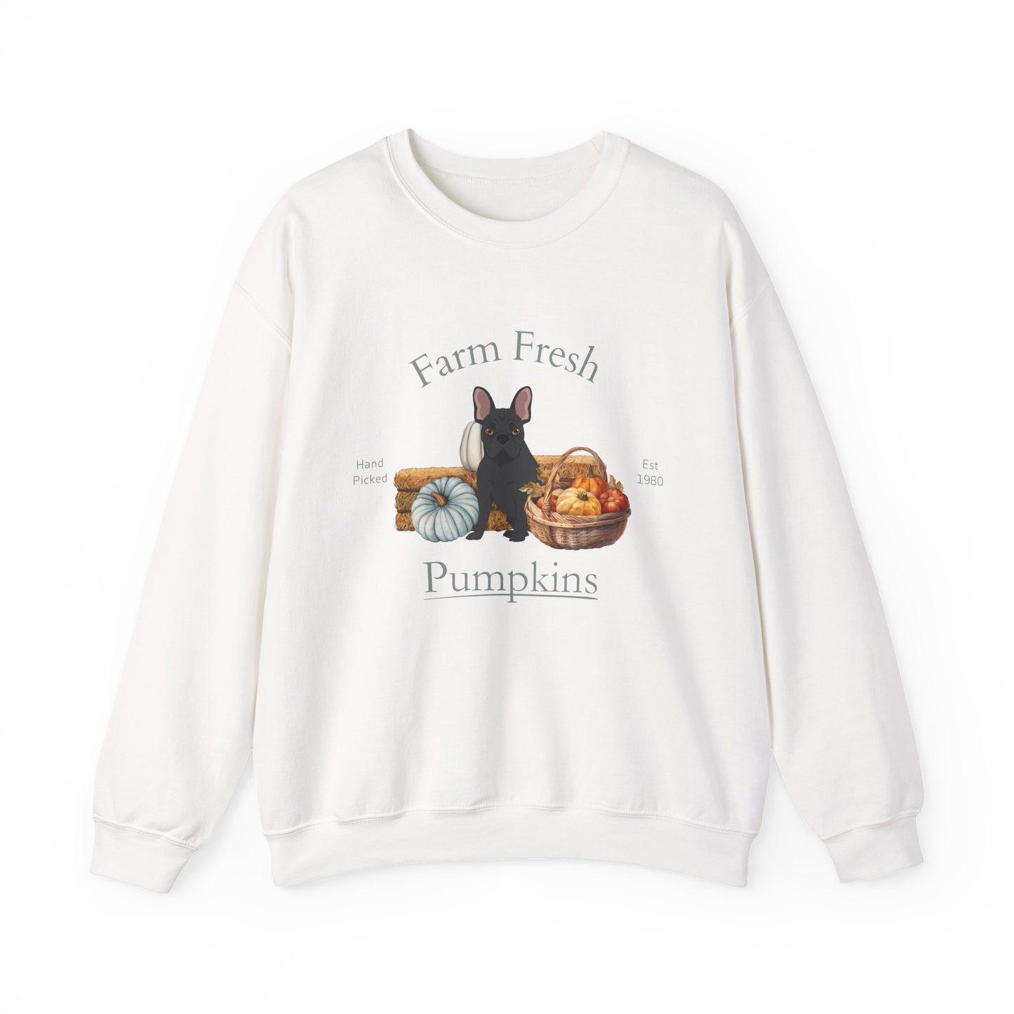 French Bulldog Dog Fall Farm Fresh Unisex Heavy Blend Crewneck Sweatshirt