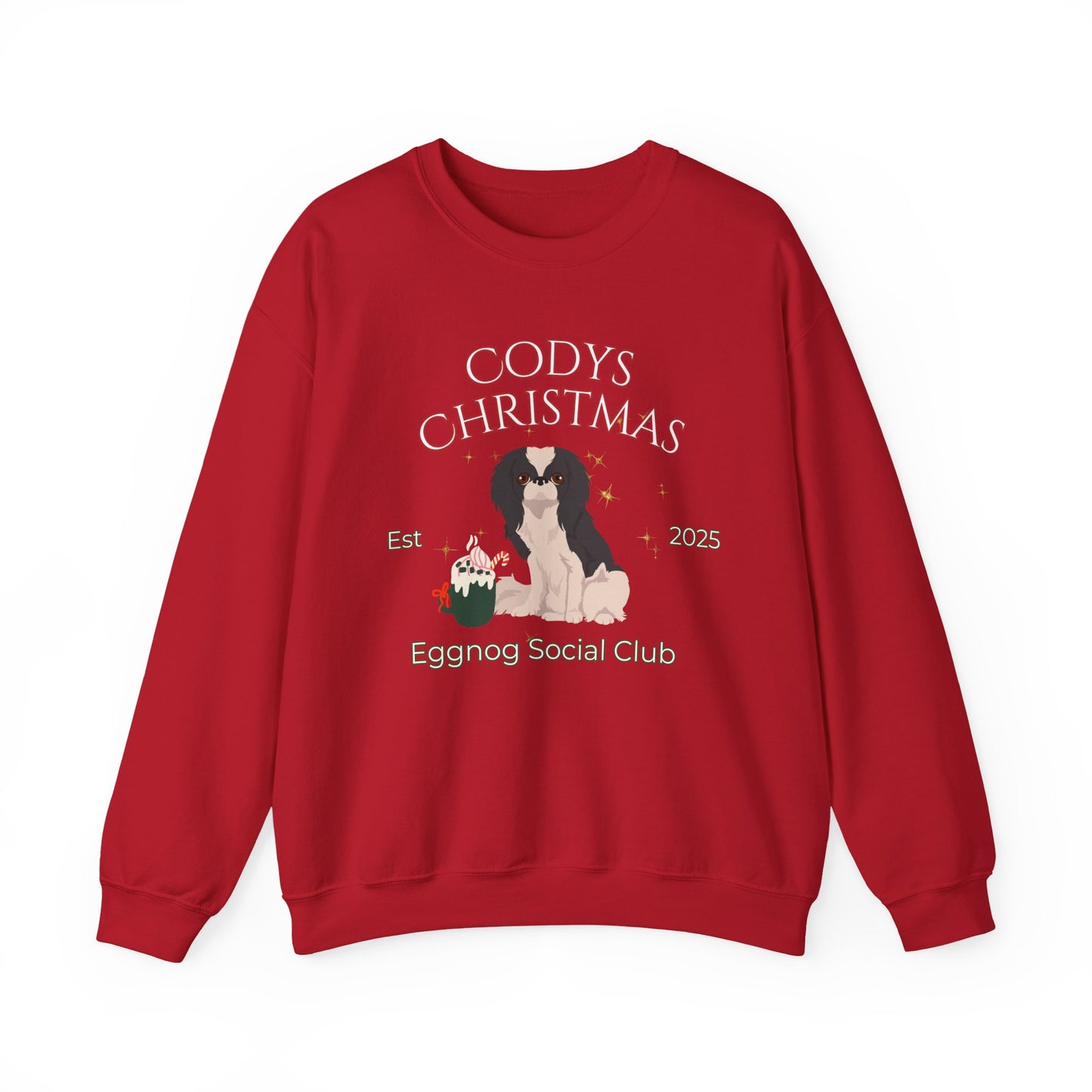 Japanese Chin Dog Christmas Social Club Unisex Heavy Blend Crewneck Sweatshirt Custom Name