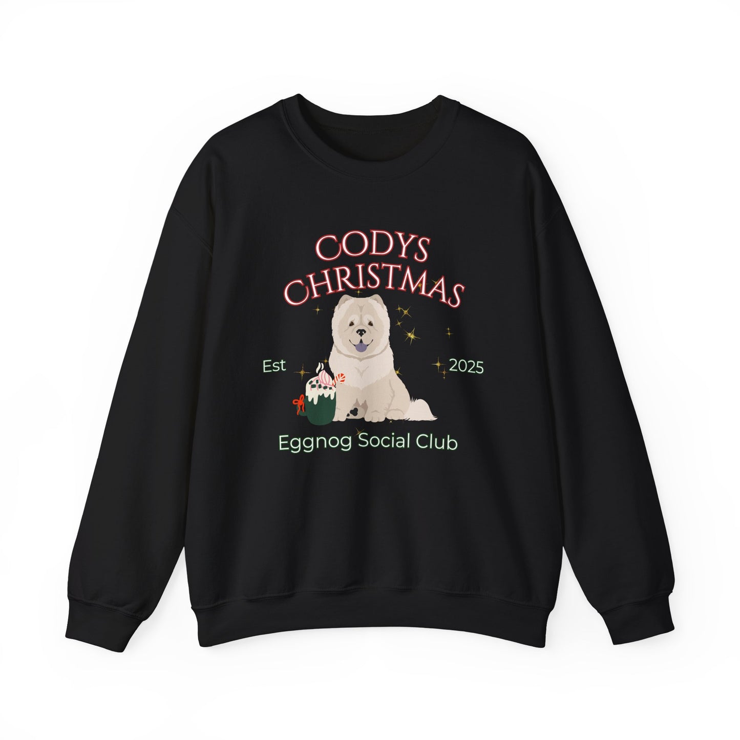 Chow Chow Dog Christmas Social Club Unisex Heavy Blend Crewneck Sweatshirt Custom Name