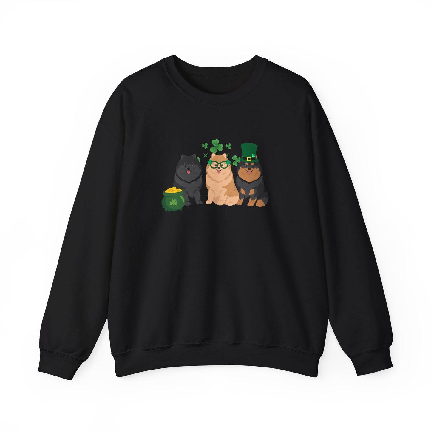 Pomeranian Dog St Patricks Day Unisex Heavy Blend Crewneck Sweatshirt, St Pattys day, Cute Dog Mom Gift
