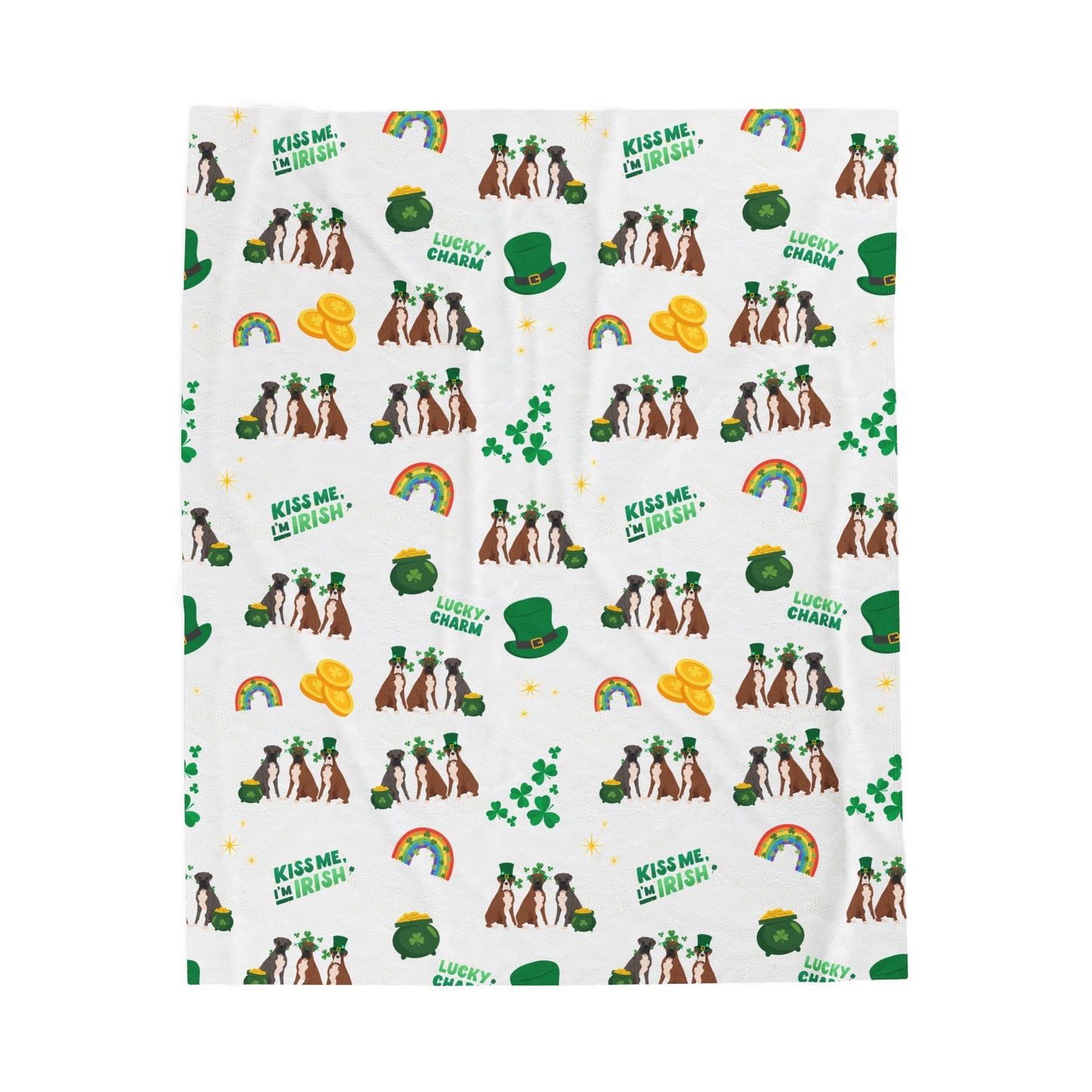 Boxer Dog St Patrick’s Day Velveteen Plush Blanket