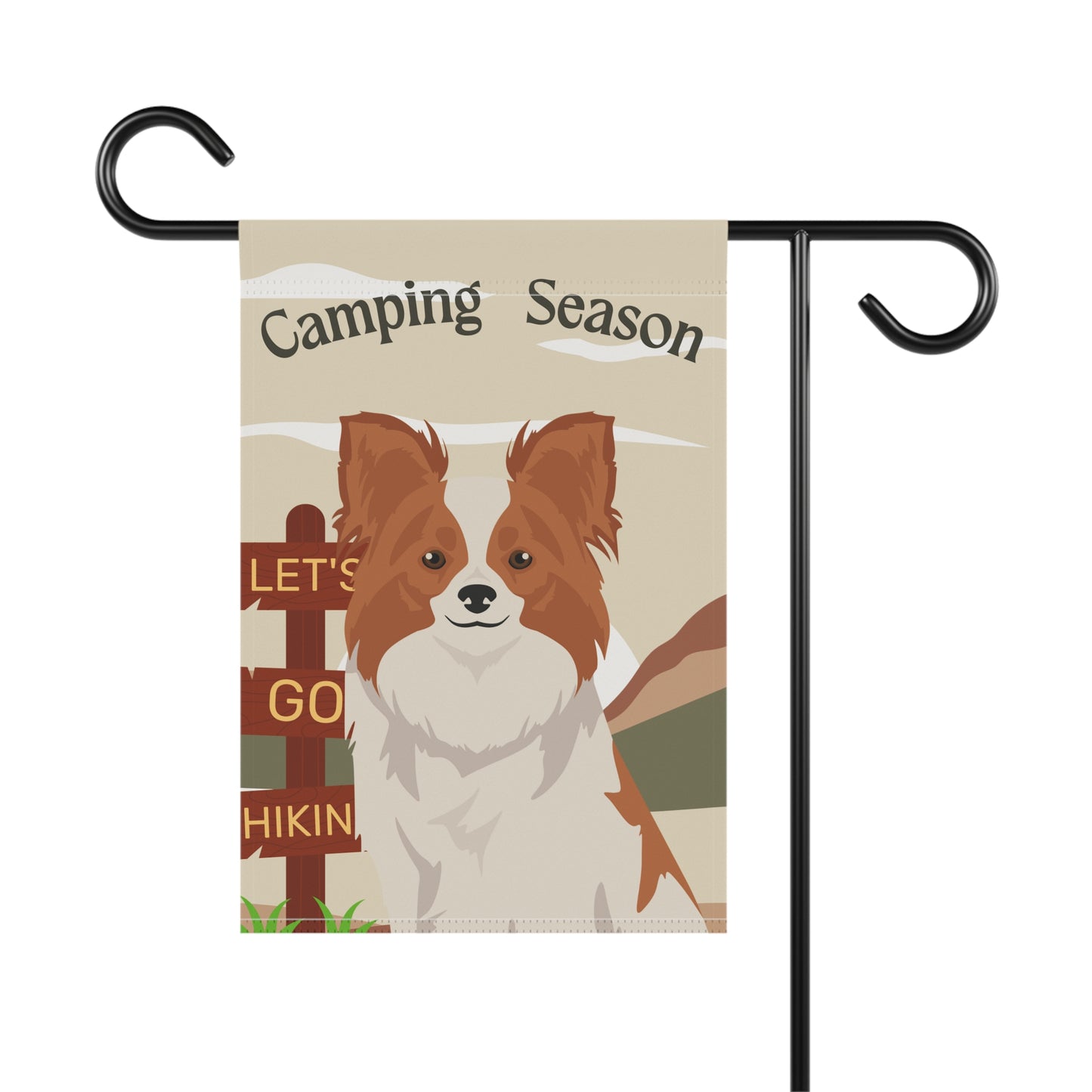 Papillon Dog Camping Garden Flag