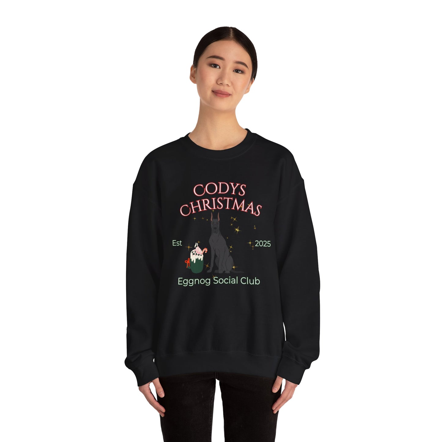 Great Dane Dog Christmas Social Club Unisex Heavy Blend Crewneck Sweatshirt Custom Name