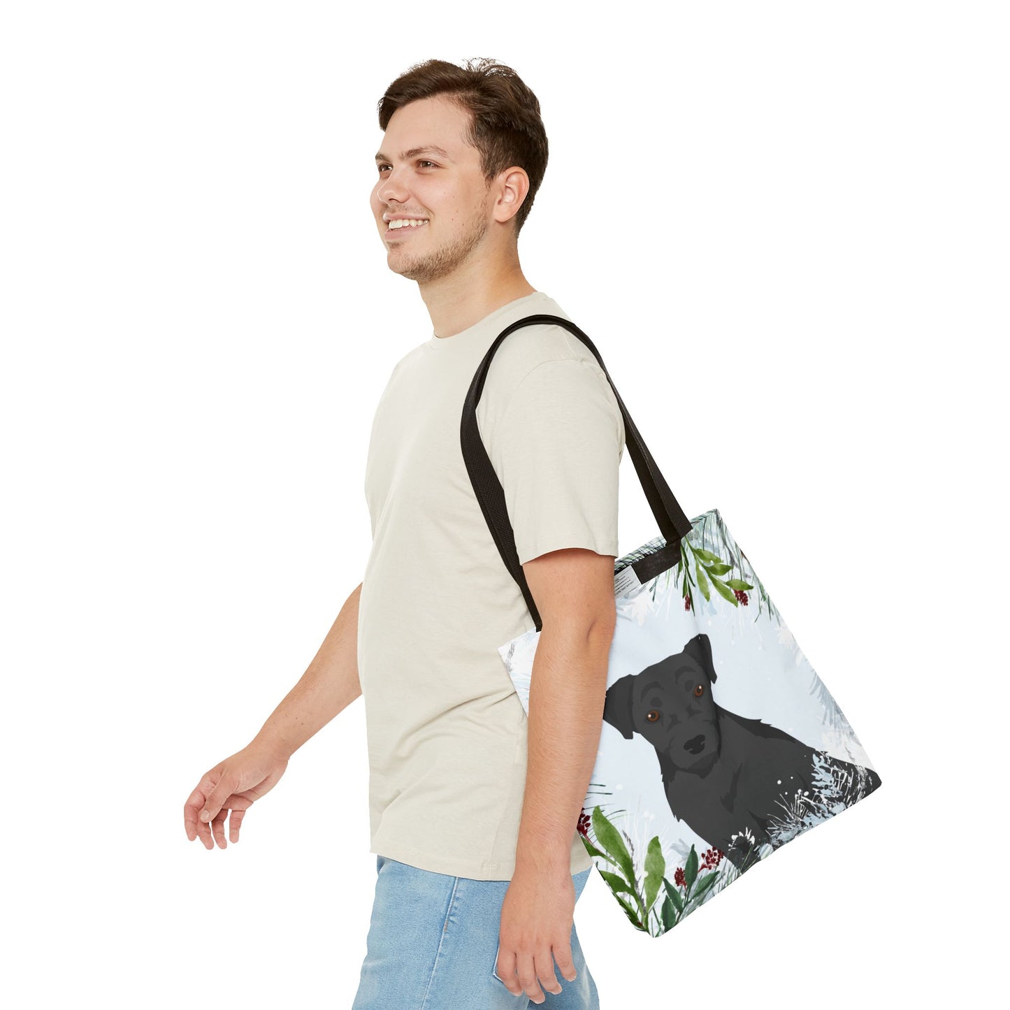 Patterdale Terrier Dog Christmas Holiday Tote Bag 16x16