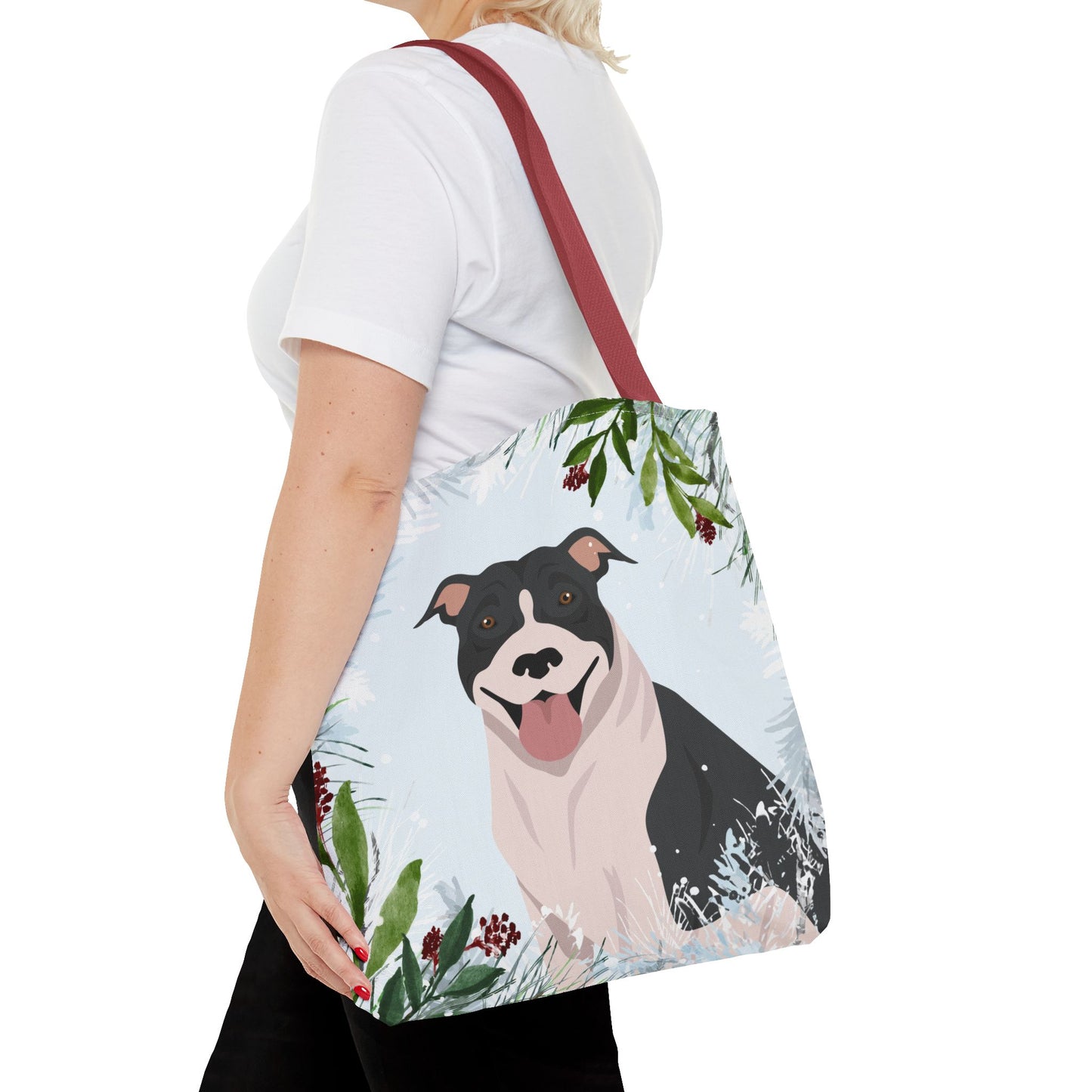 Pit Bull Dog Christmas Holiday Tote Bag 16x16