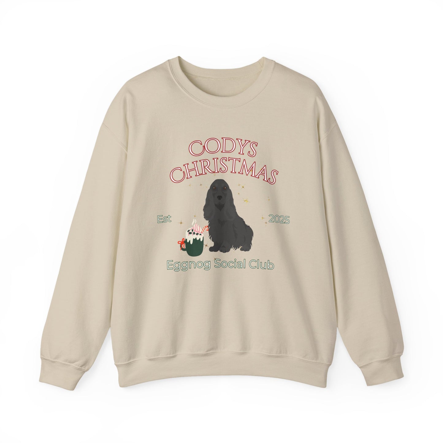 English Cocker Spaniel Dog Christmas Social Club Unisex Heavy Blend Crewneck Sweatshirt Custom Name