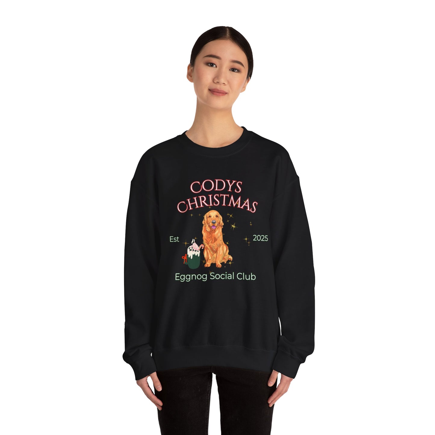 Golden Retriever Dog Christmas Social Club Unisex Heavy Blend Crewneck Sweatshirt Custom Name