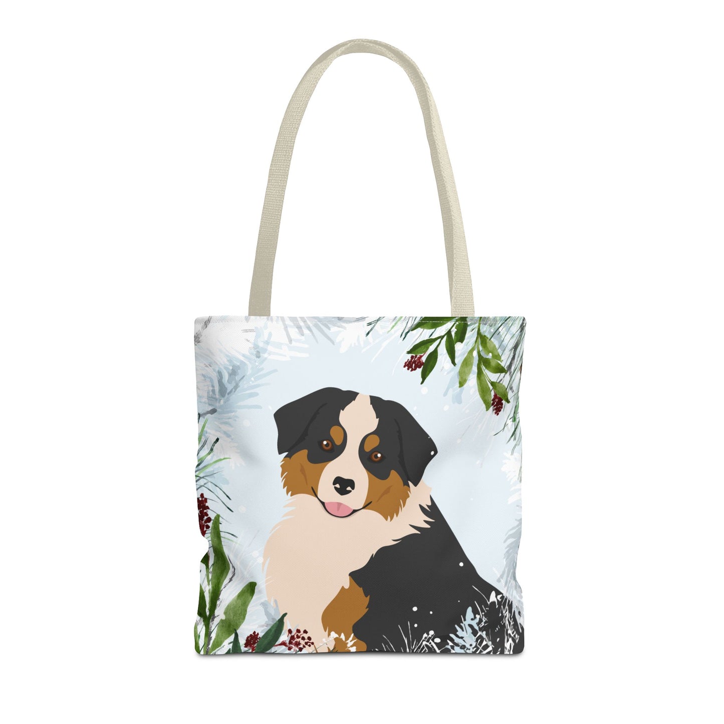 Miniature American Shepherd Dog Christmas Holiday Tote Bag 16x16