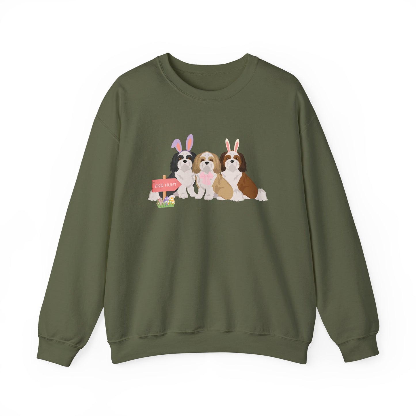 Shih Tzu Dog Easter Unisex Heavy Blend Crewneck Sweatshirt, easter, Cute Dog Mom Gift