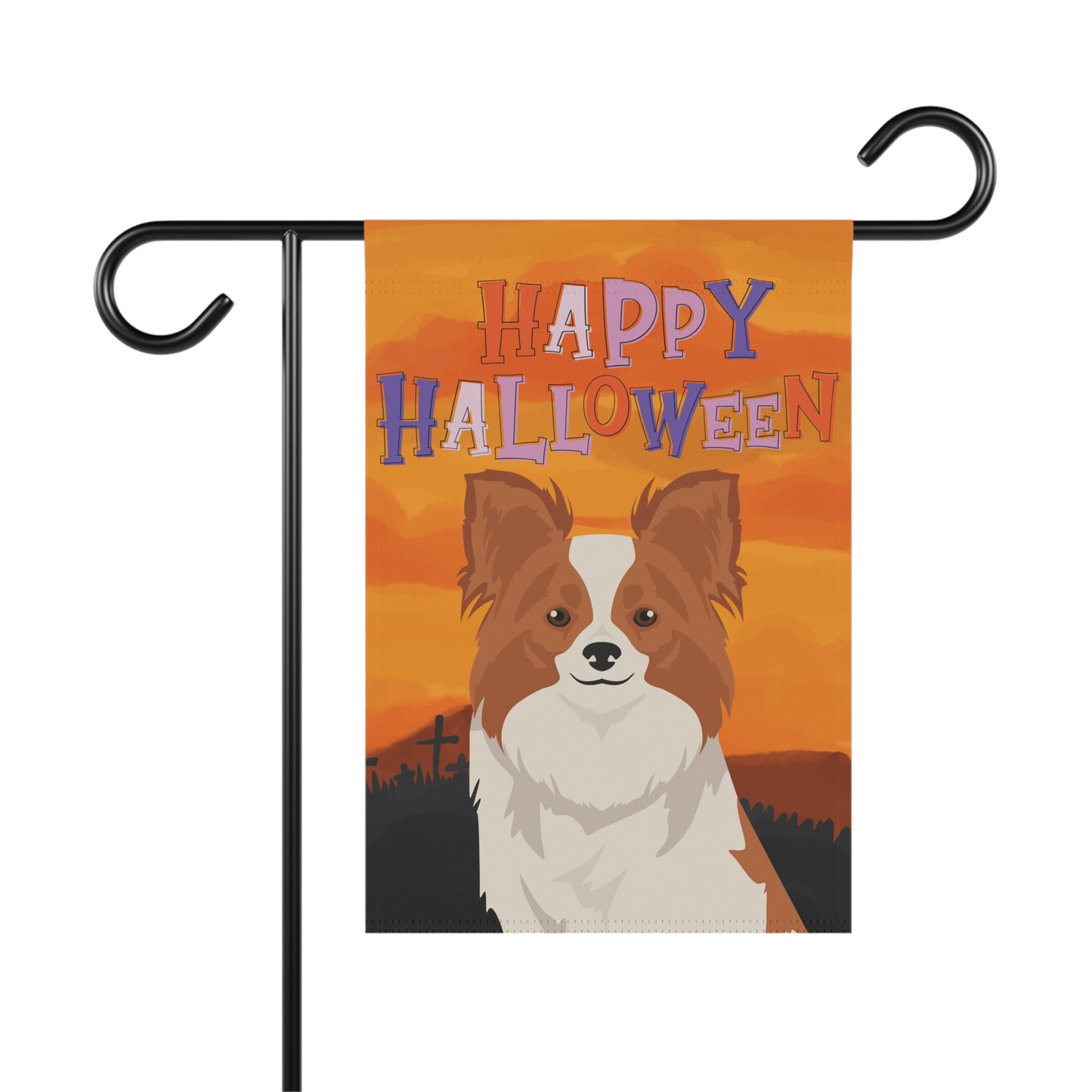 Papillon Dog Halloween Garden Flag