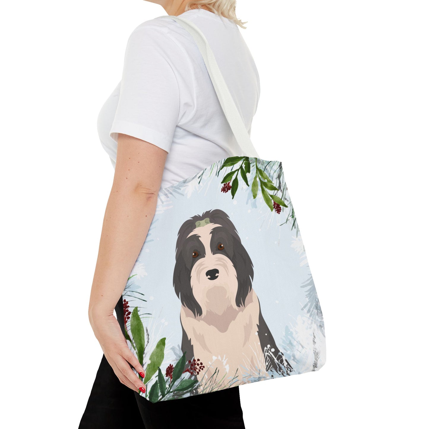 Bearded Collie Dog Christmas Holiday Tote Bag 16x16