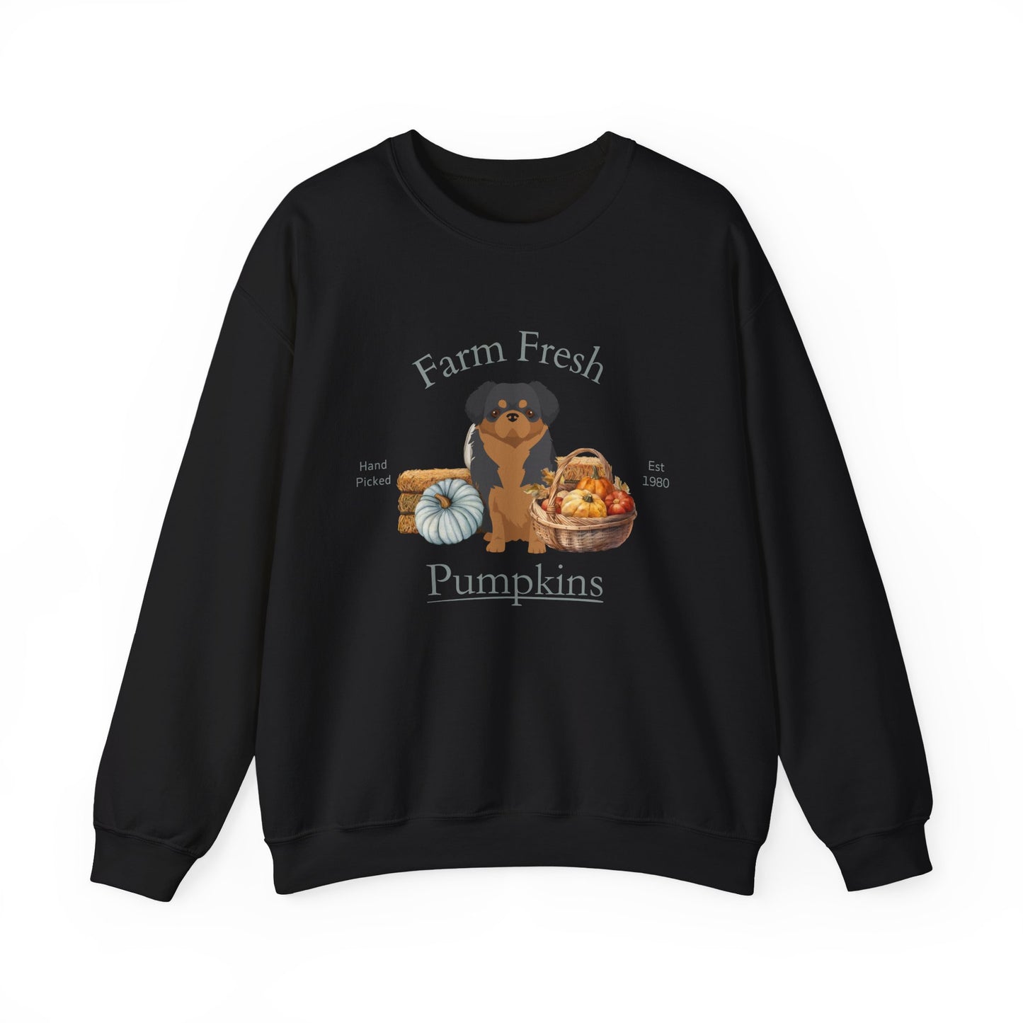 Tibetan Spaniel Dog Fall Farm Fresh Unisex Heavy Blend Crewneck Sweatshirt
