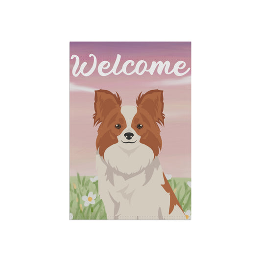 Papillon Dog Welcome Garden Flag