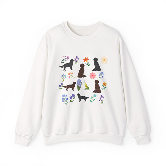 Flat Coated Retriever Dog Unisex Spring Cottage Core Crewneck Sweatshirt