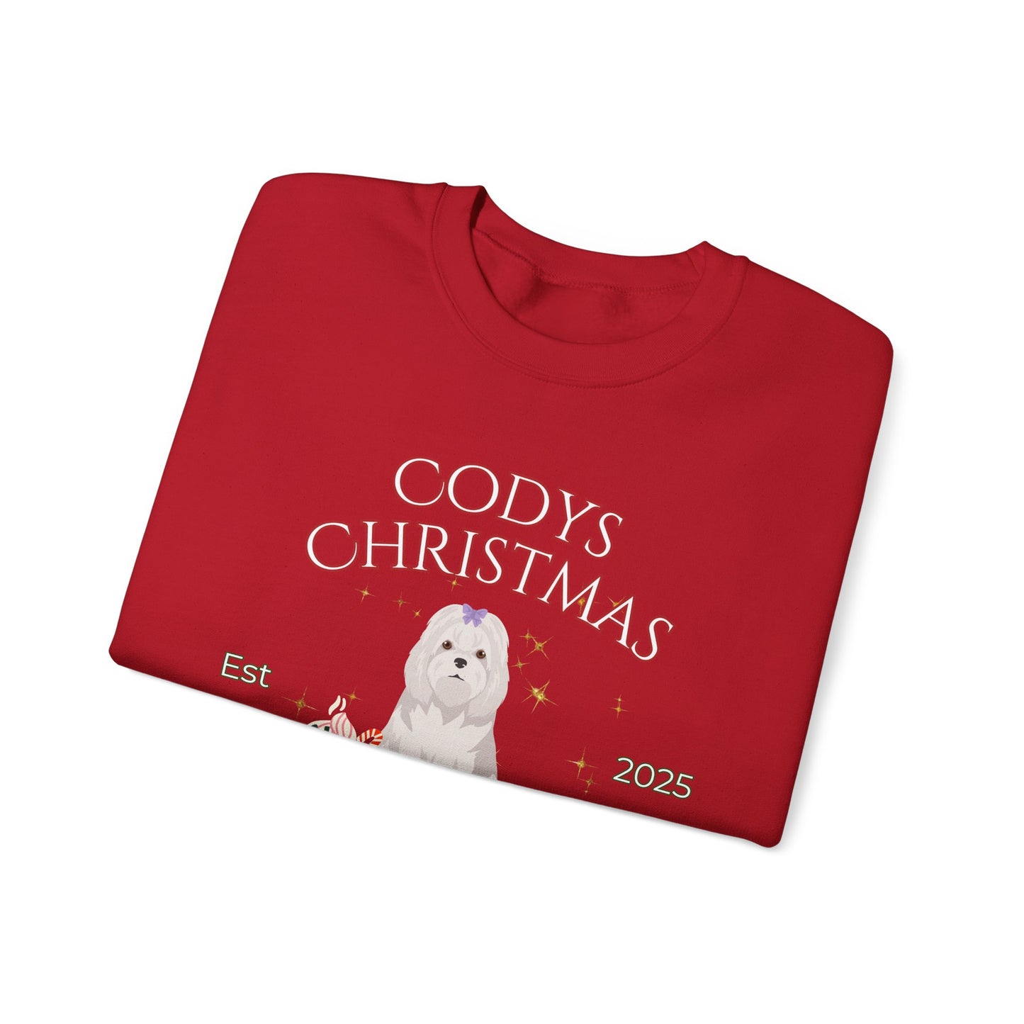 Maltese Dog Christmas Social Club Unisex Heavy Blend Crewneck Sweatshirt Custom Name