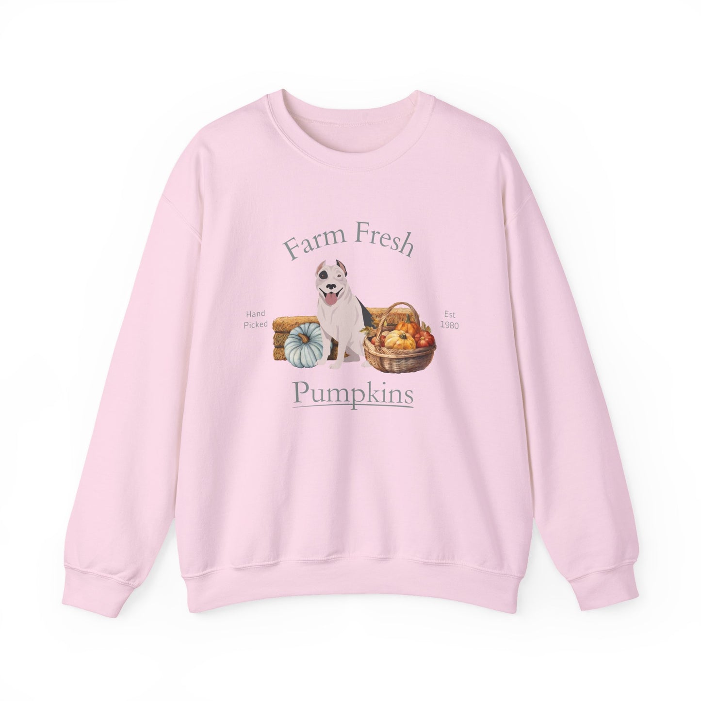Pit Bull Terrier Dog Fall Farm Fresh Unisex Heavy Blend Crewneck Sweatshirt