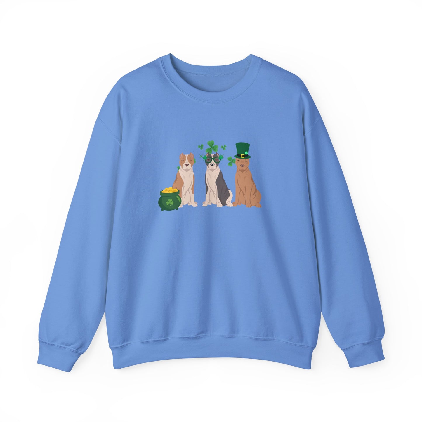 American Staffordshire Terrier Dog St Patricks Day Unisex Heavy Blend Crewneck Sweatshirt, St Pattys day, Cute Dog Mom Gift