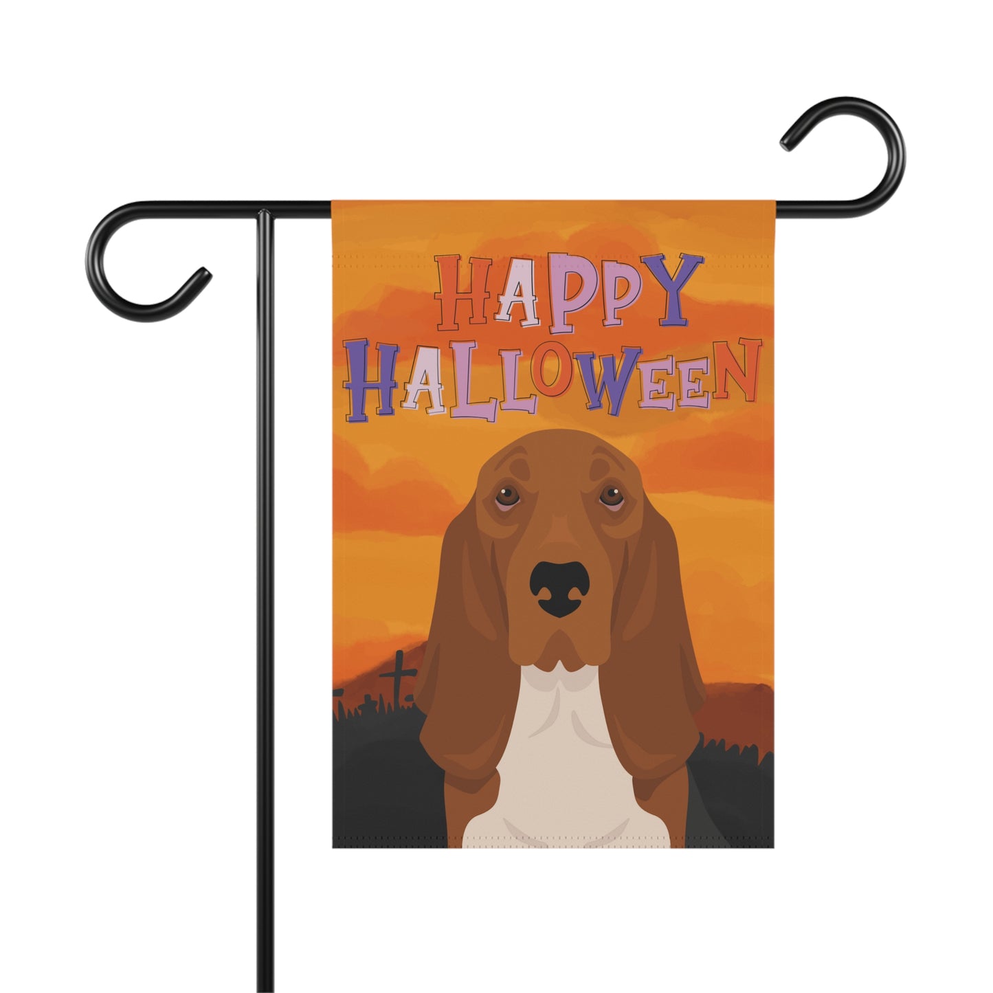 Basset Hound Dog Halloween Garden Flag