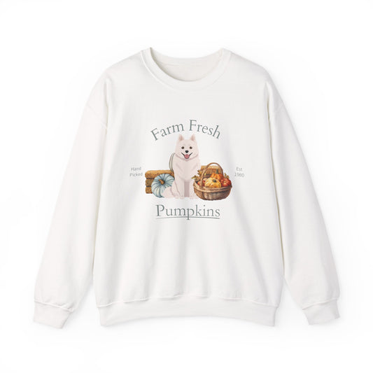 American Eskimo Dog Dog Fall Farm Fresh Unisex Heavy Blend Crewneck Sweatshirt