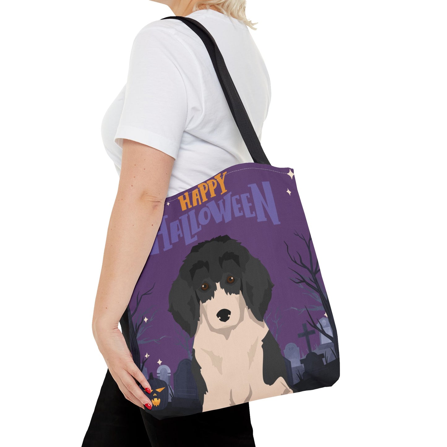 Poodle Dog Happy Halloween Tote Bag 16x16