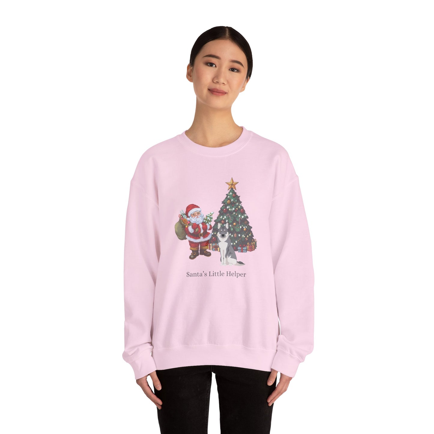 Czechoslovakian Vlcak Dog Santa's Little Helper Unisex Heavy Blend Crewneck Sweatshirt