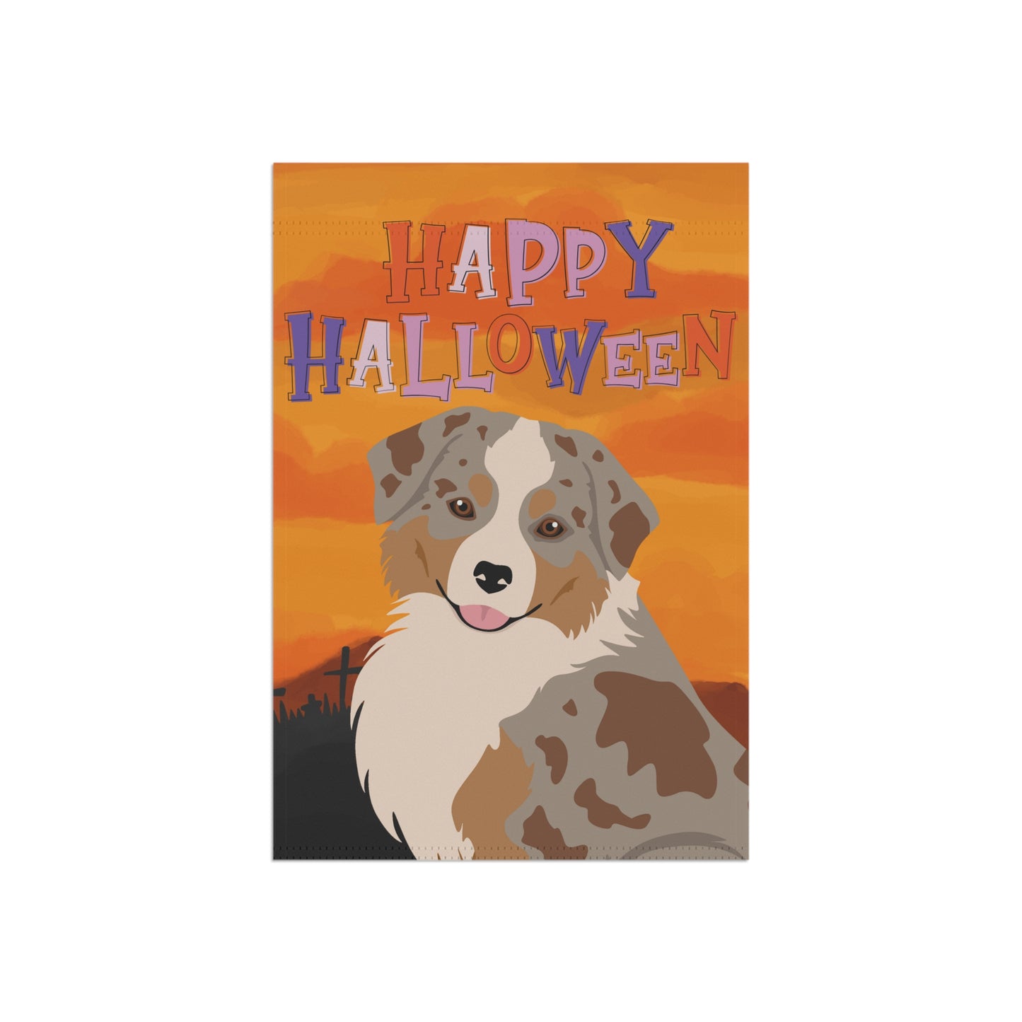 Miniature American Shepherd Dog Halloween Garden Flag
