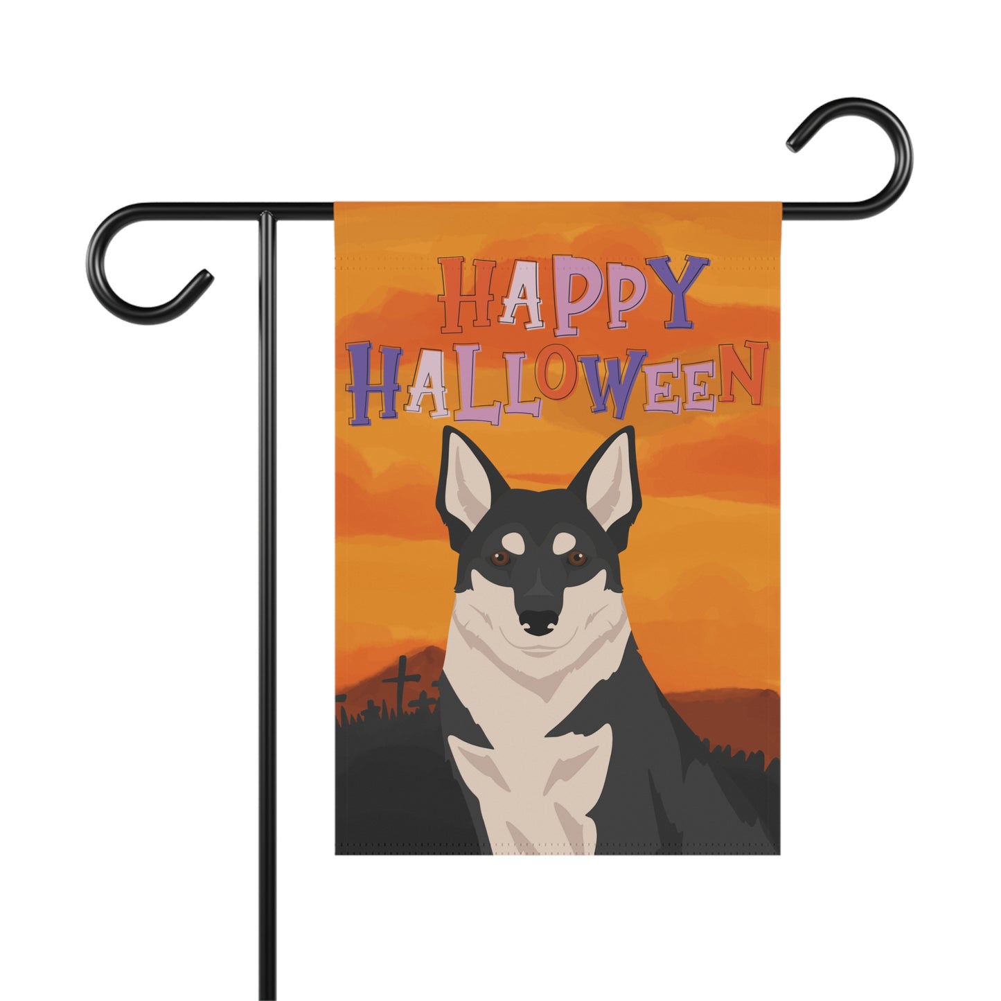 Swedish Elkhound Dog Halloween Garden Flag