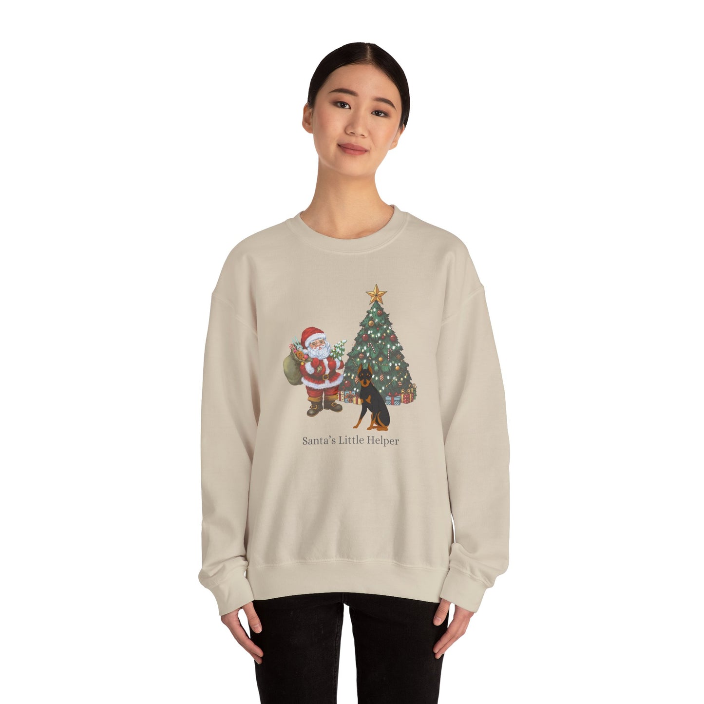 Miniature Pinscher Dog Santa's Little Helper Unisex Heavy Blend Crewneck Sweatshirt