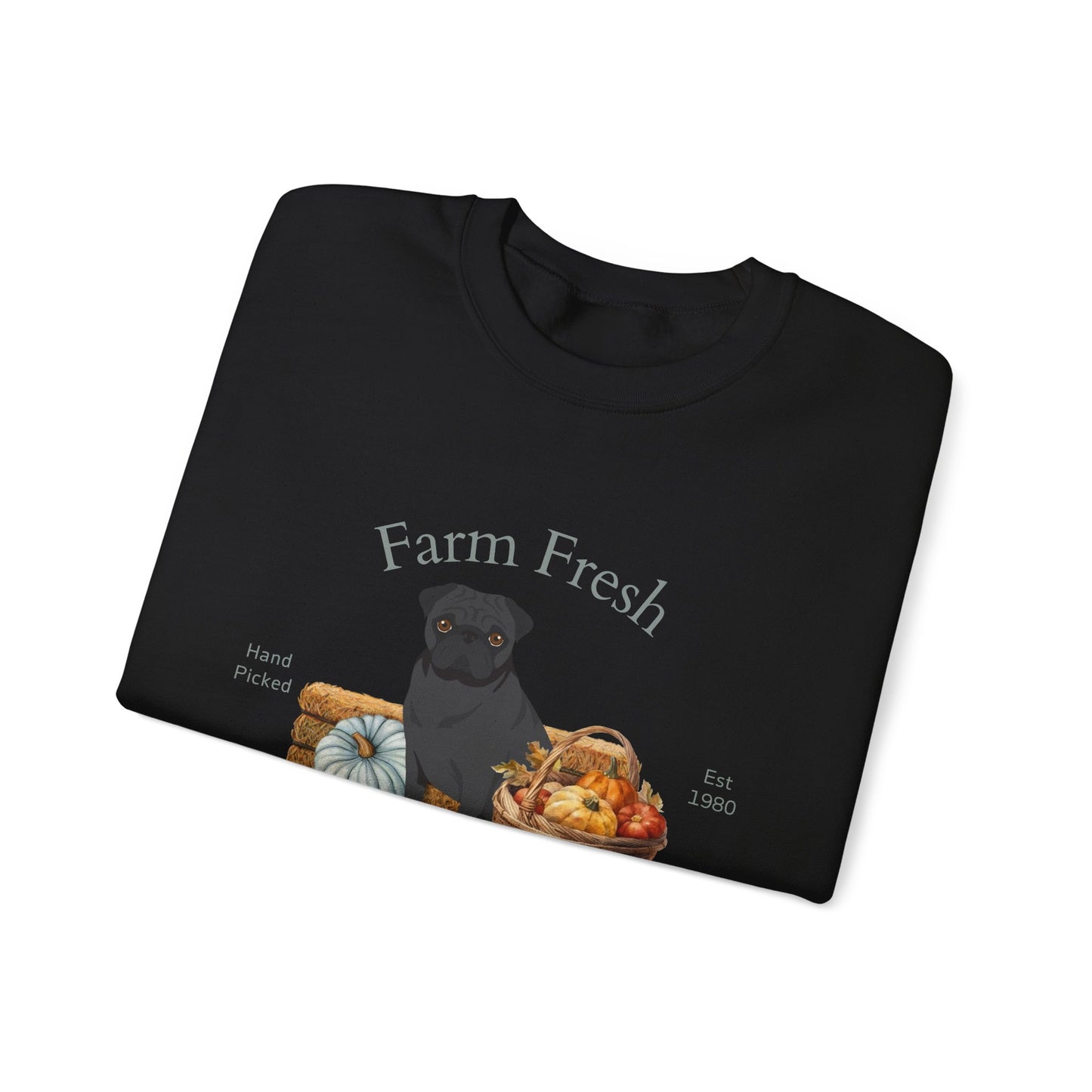 Pug Dog Fall Farm Fresh Unisex Heavy Blend Crewneck Sweatshirt