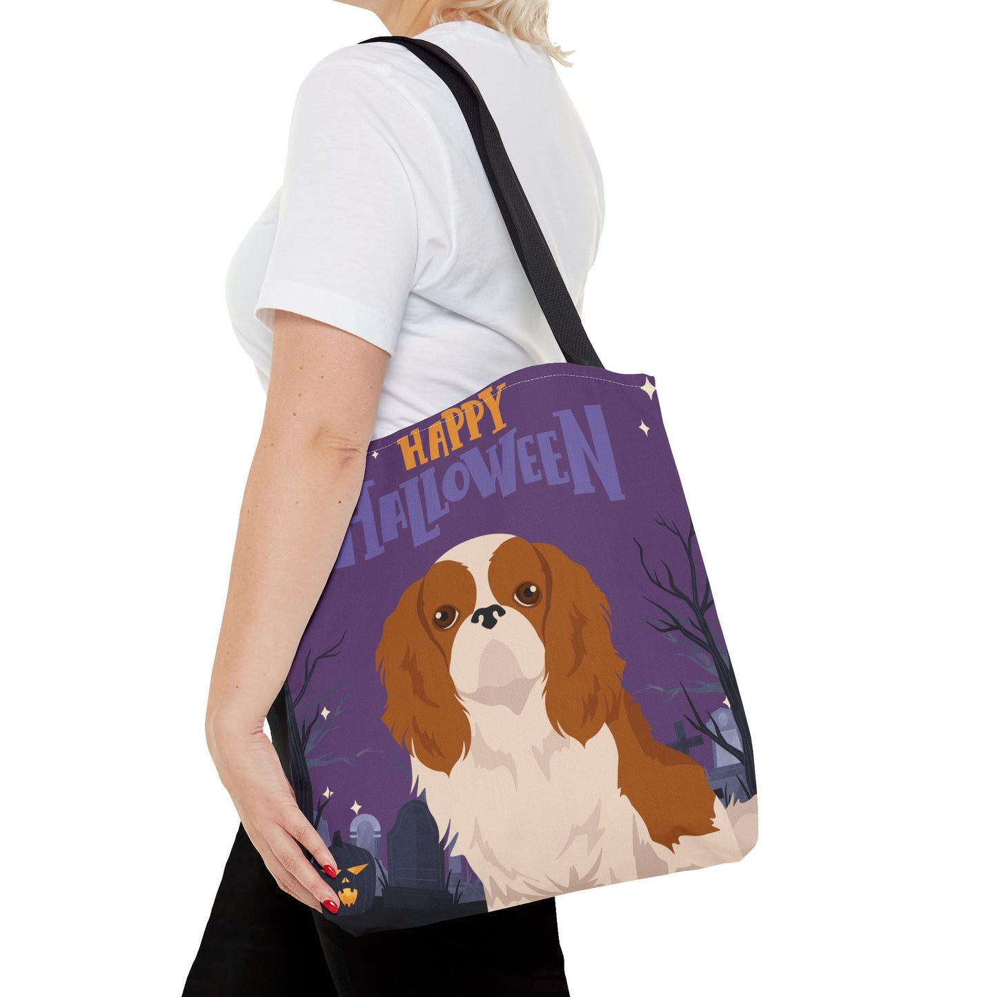 English Toy Spaniel Dog Happy Halloween Tote Bag 16x16