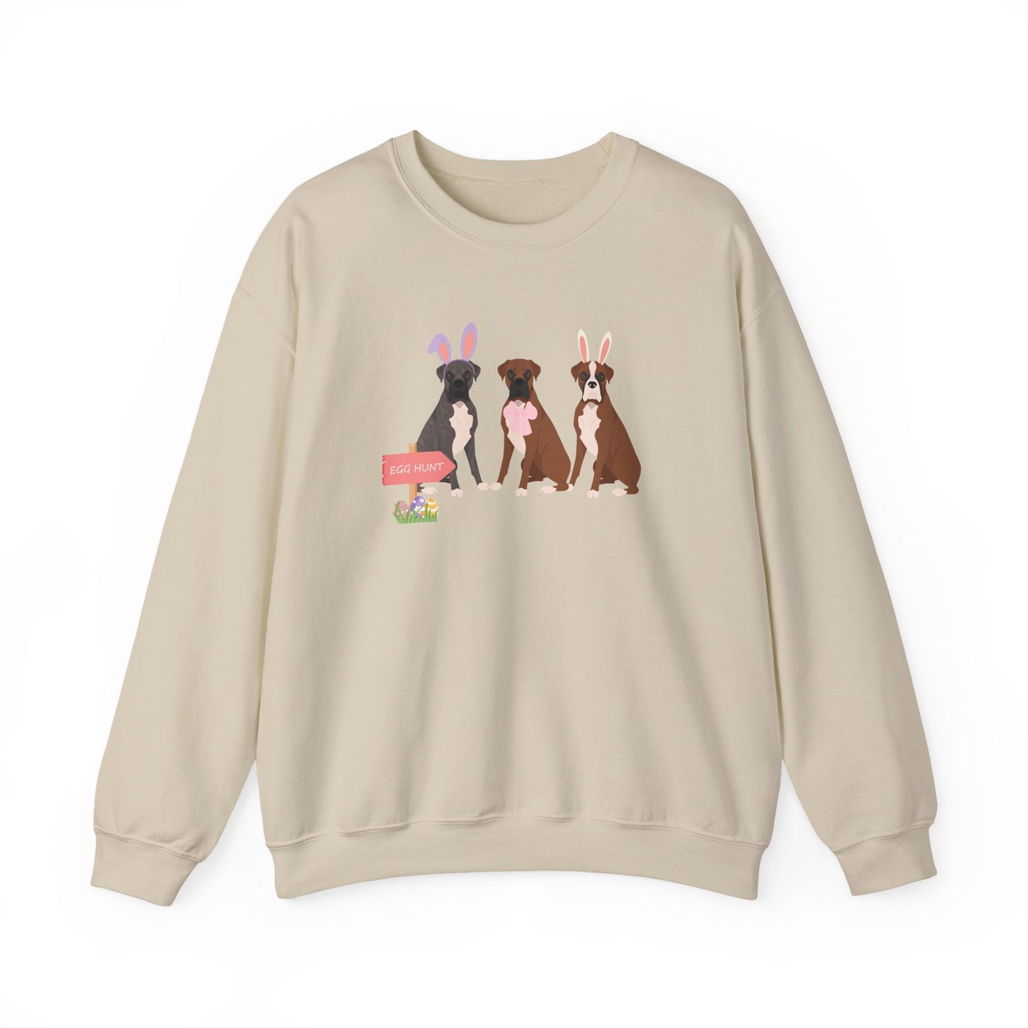 Boxer Dog Easter Unisex Heavy Blend Crewneck Sweatshirt, easter, Cute Dog Mom Gift