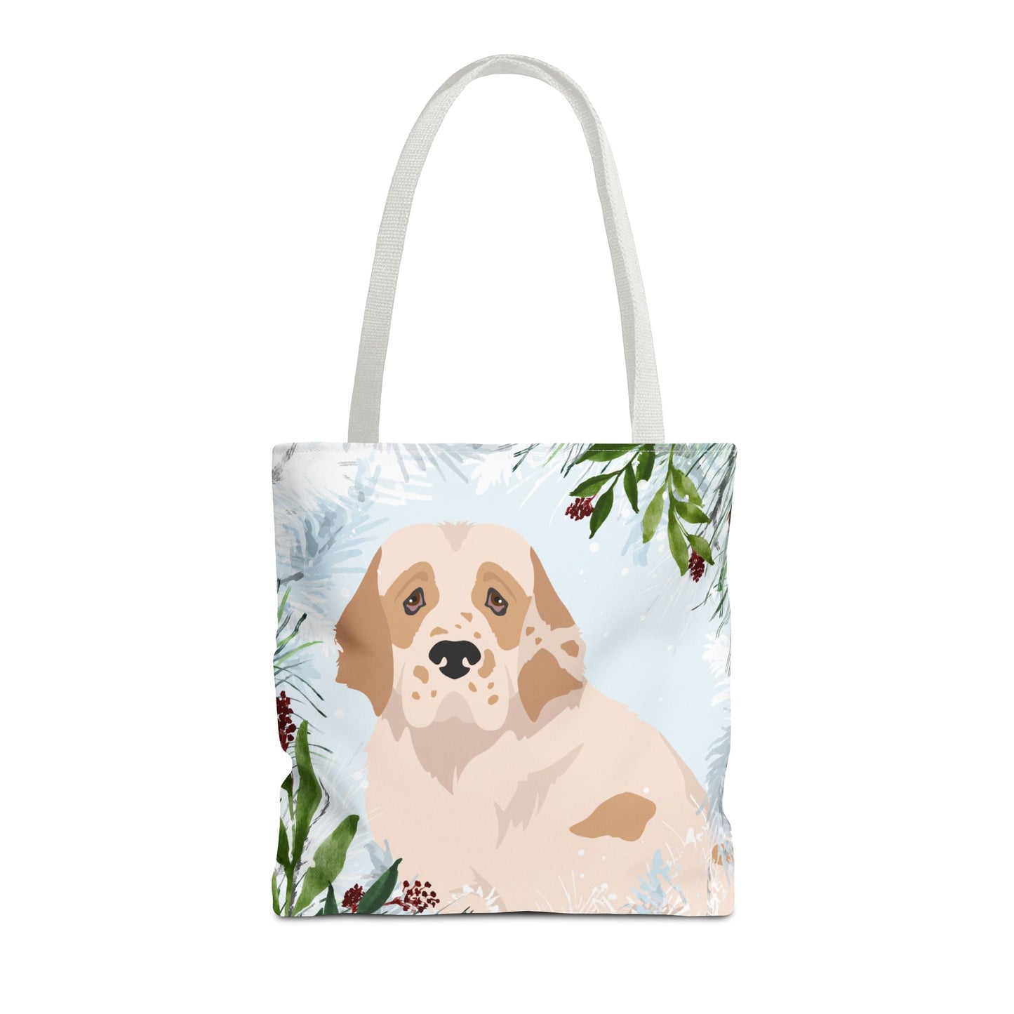 Clumber Spaniel Dog Christmas Holiday Tote Bag 16x16