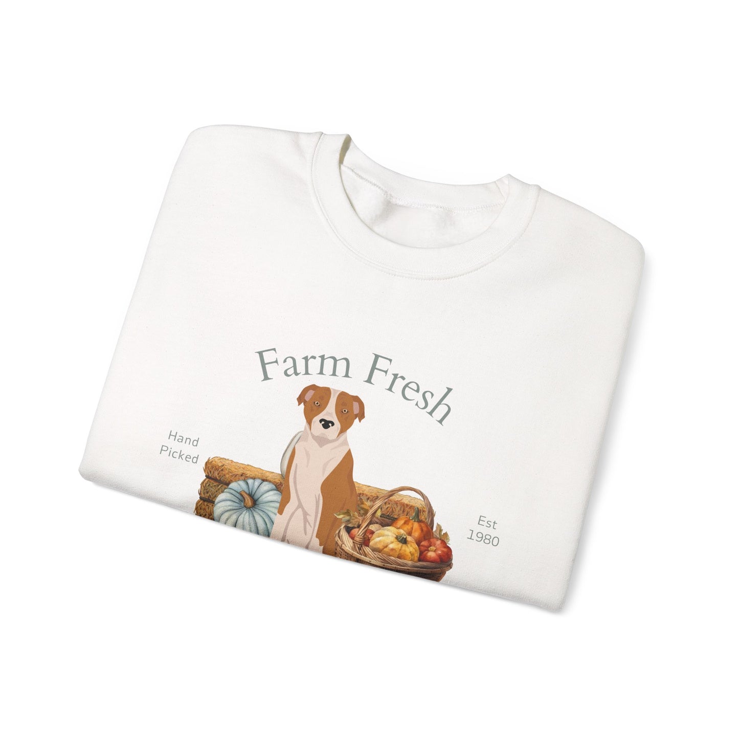 American Staffordshire Terrier Dog Fall Farm Fresh Unisex Heavy Blend Crewneck Sweatshirt