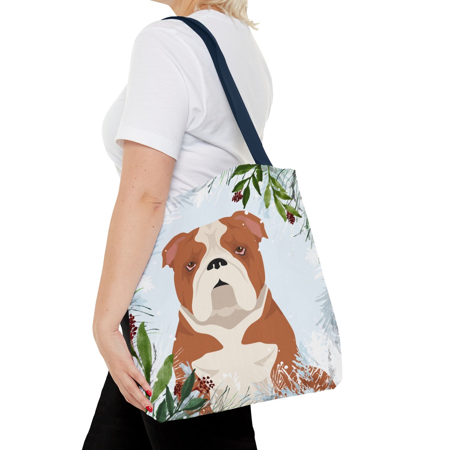Bulldog Dog Christmas Holiday Tote Bag 16x16