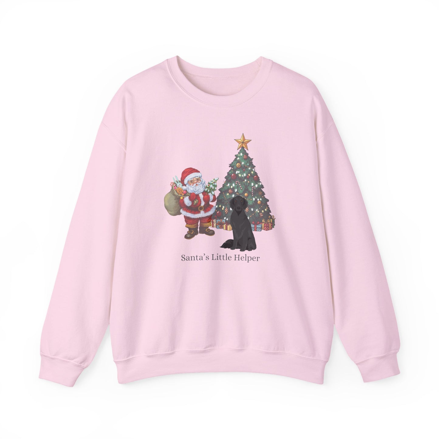 Flat Coated Retriever Dog Santa's Little Helper Unisex Heavy Blend Crewneck Sweatshirt