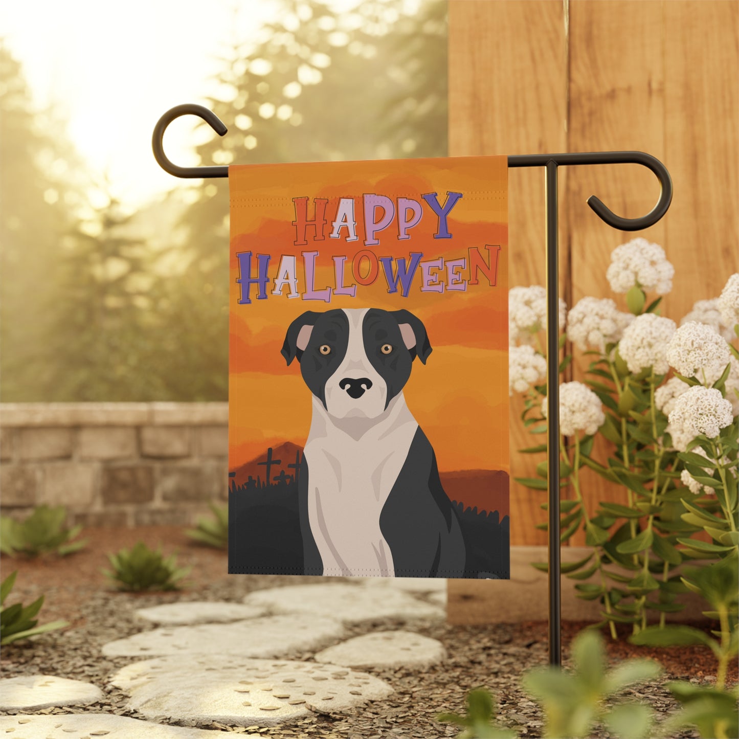 American Staffordshire Terrier Dog Halloween Garden Flag