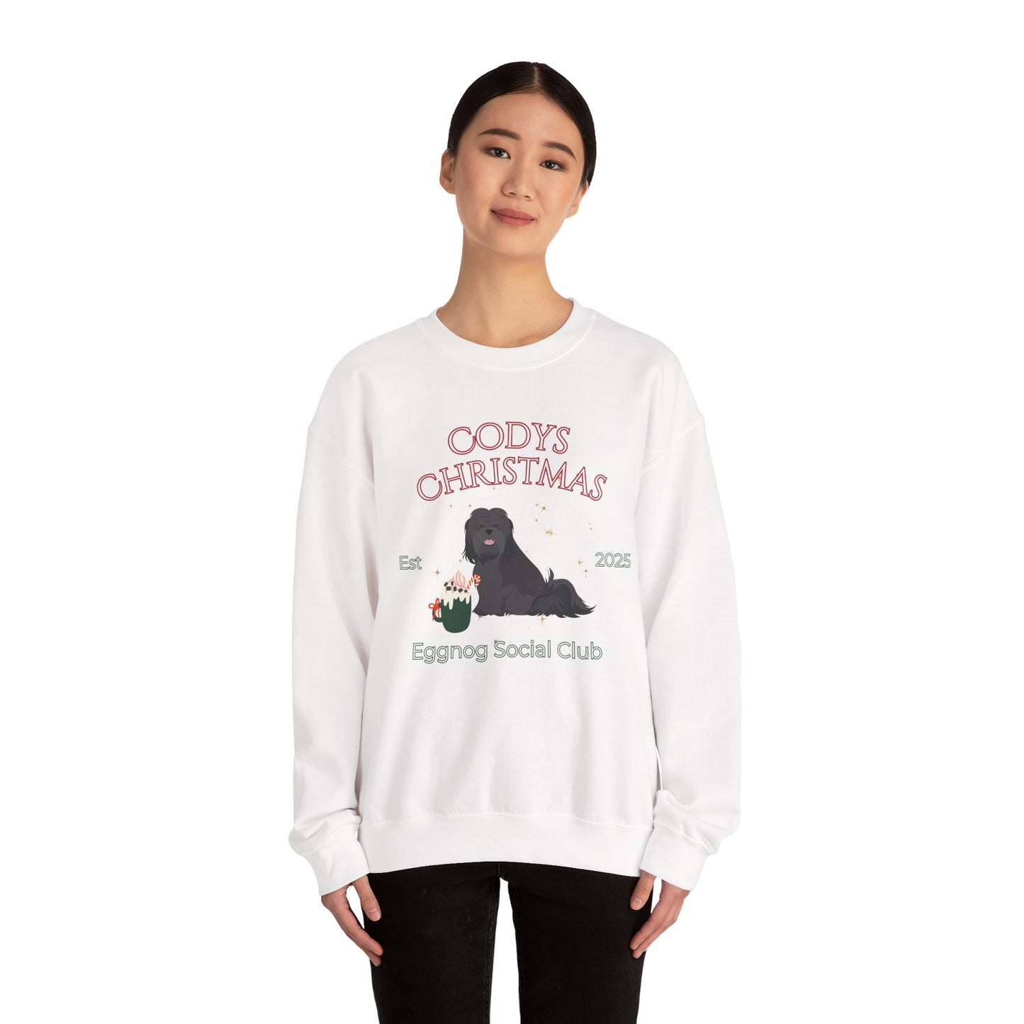 Lhasa Apso Dog Christmas Social Club Unisex Heavy Blend Crewneck Sweatshirt Custom Name