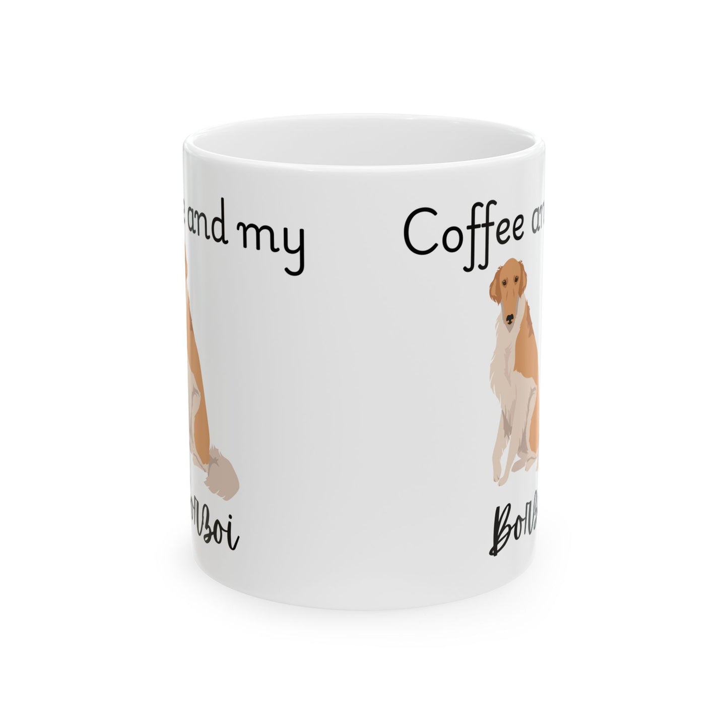 Coffee and My Borzoi Ceramic Mug | Dog Lover Gift, Pet Owner Cup, Cute Mug for Dog Moms, Funny Mug for Coffee Lovers