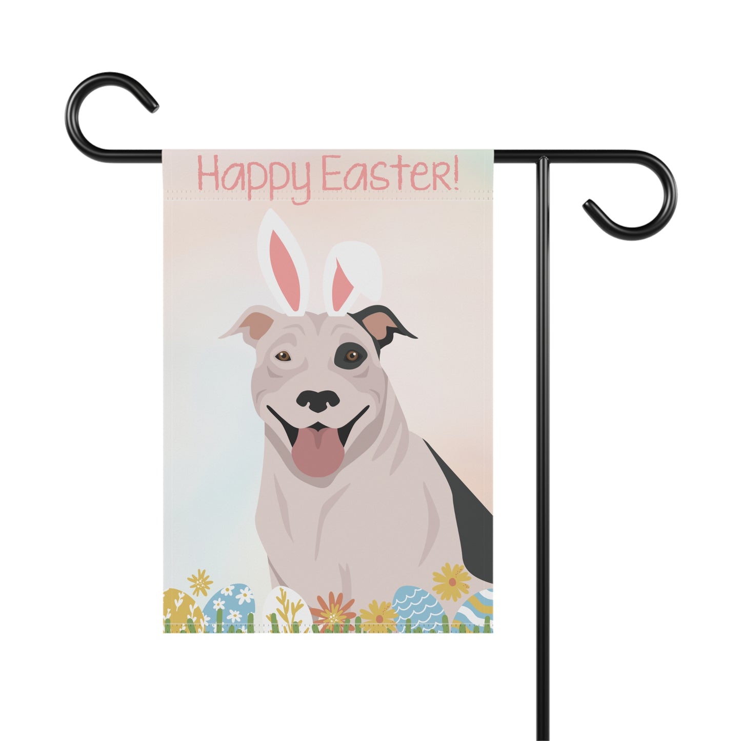 American Pitbull Terrier Dog Happy Easter Garden Flag