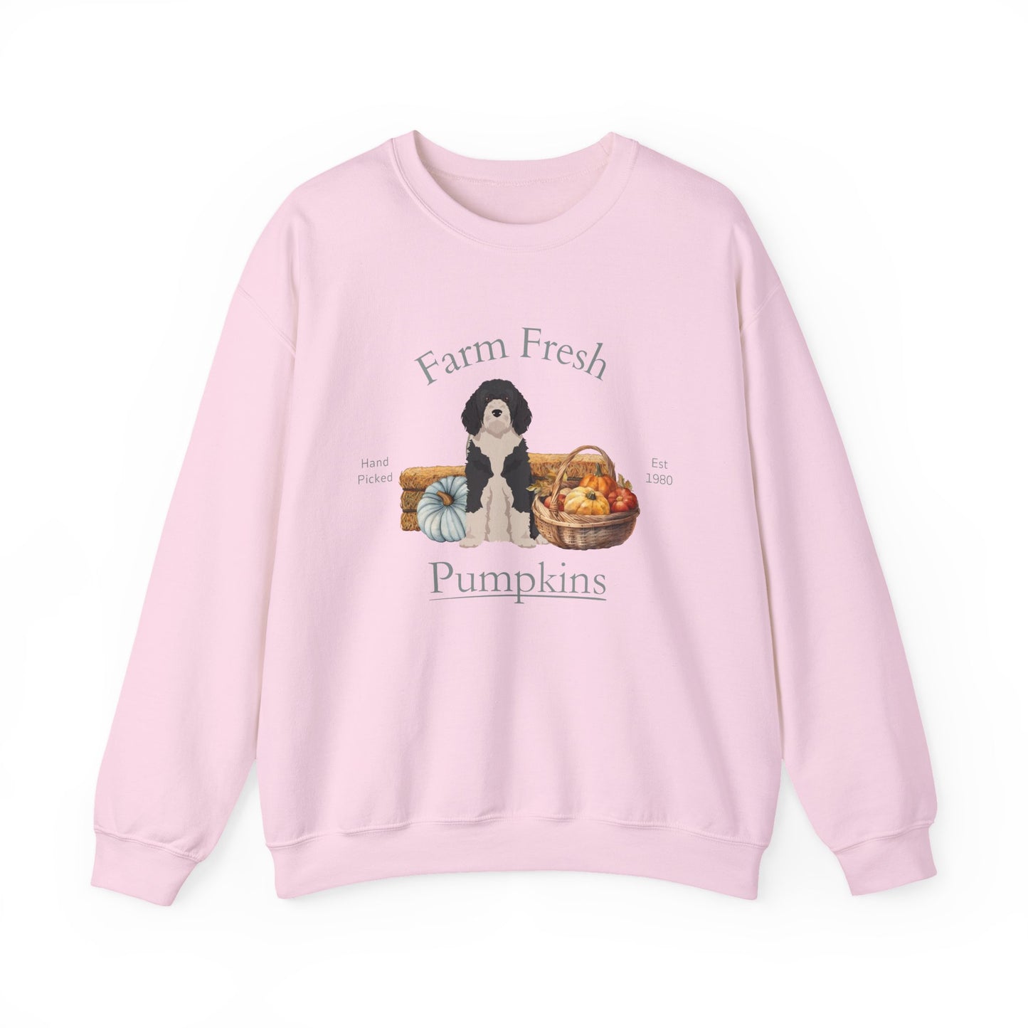 Portuguese Water Dog Dog Fall Farm Fresh Unisex Heavy Blend Crewneck Sweatshirt