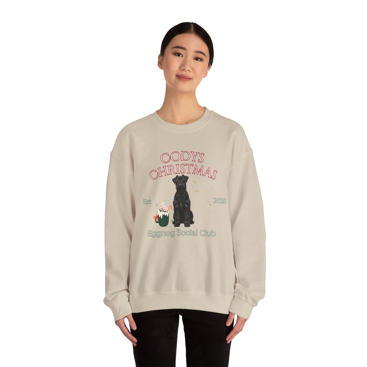 Black Russian Terrier Dog Christmas Social Club Unisex Heavy Blend Crewneck Sweatshirt Custom Name