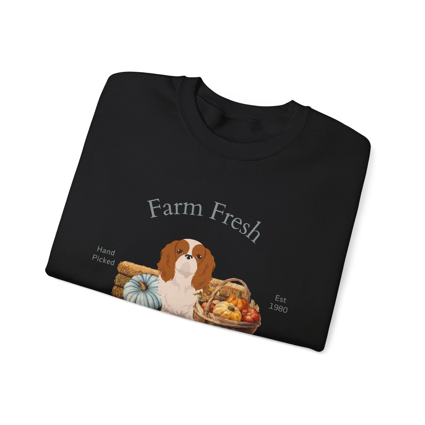 English Toy Spaniel Dog Fall Farm Fresh Unisex Heavy Blend Crewneck Sweatshirt
