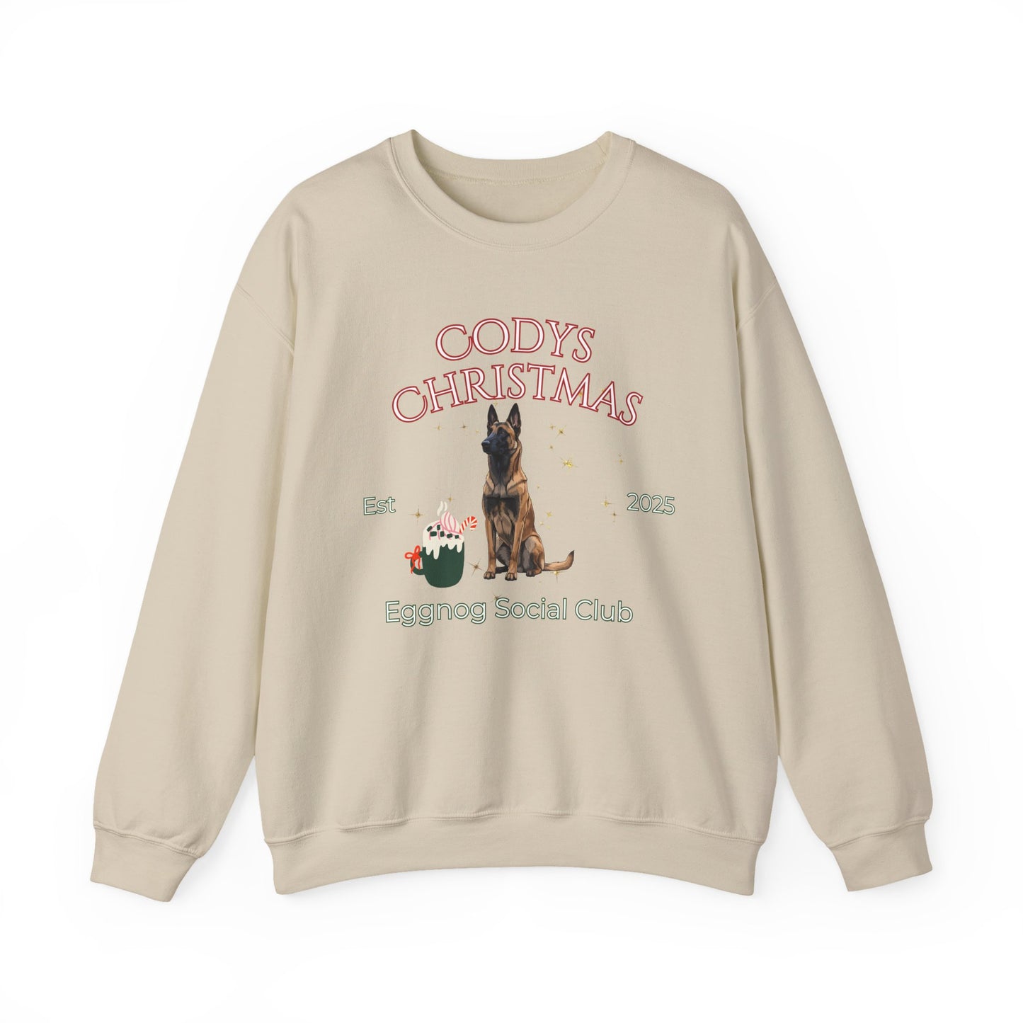Belgian Malinois Dog Christmas Social Club Unisex Heavy Blend Crewneck Sweatshirt Custom Name