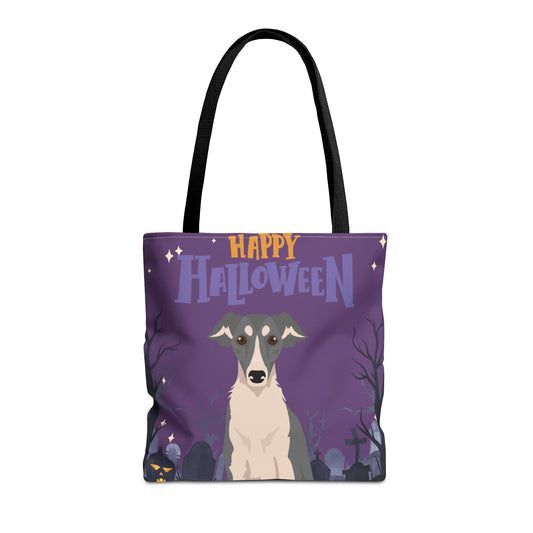 Silken Windhound Dog Happy Halloween Tote Bag 16x16